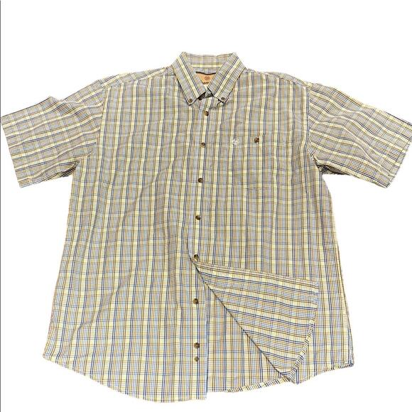 Wrangler Men's Large Short Sleeve Multi Colored Casual Button Down Shirt - Picture 1 of 6